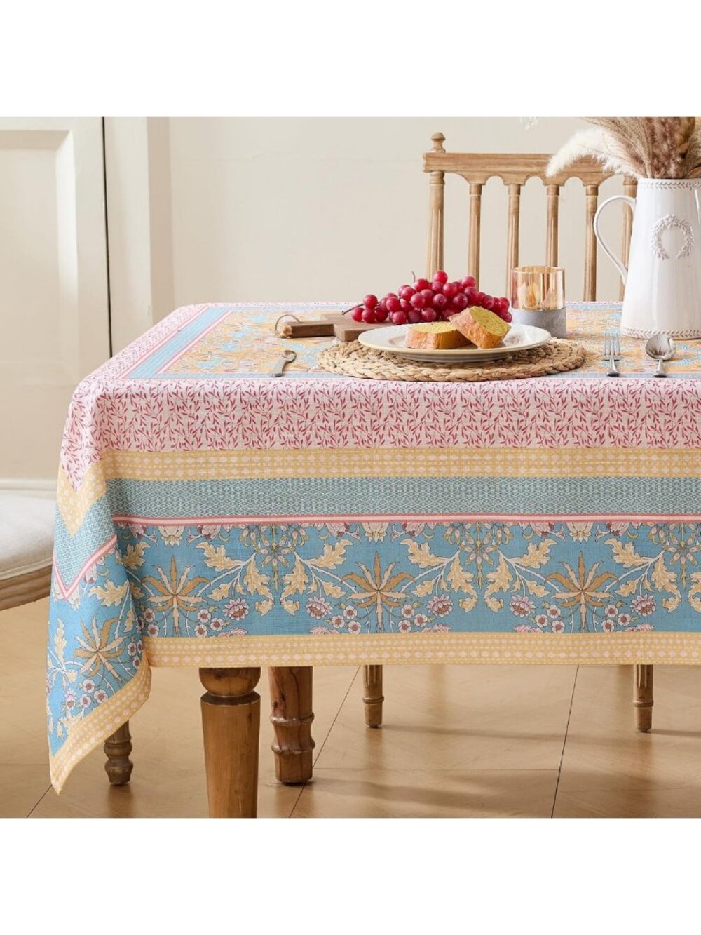 Boho Vintage Floral Tablecloth - Waterproof Rectangle Cover for Dining & Picnics
